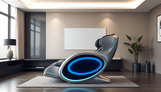 Fujiiryoki massage chairs benefits showcased in a modern living room setup.