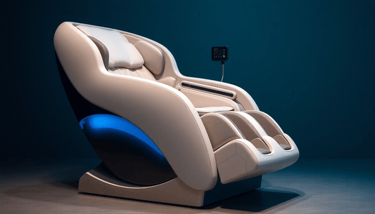 Fujiiryoki massage chair benefits showcased in a modern ergonomic design with an illuminated base.