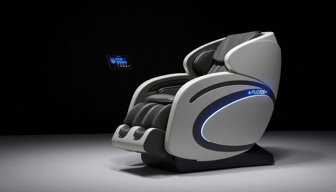 Fujiiryoki massage chair guide featuring a modern massage chair with control panel for whole-body wellness.