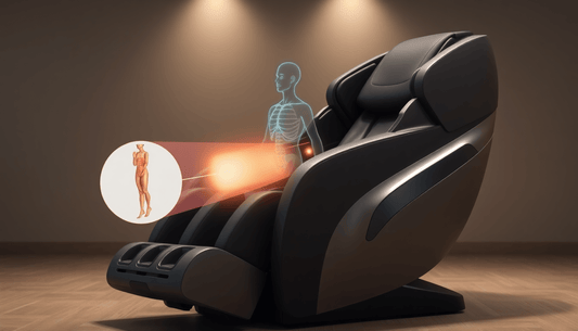 Fujiiryoki massage chair techniques illustrated with a focus on targeted body parts for relaxation and pain relief.