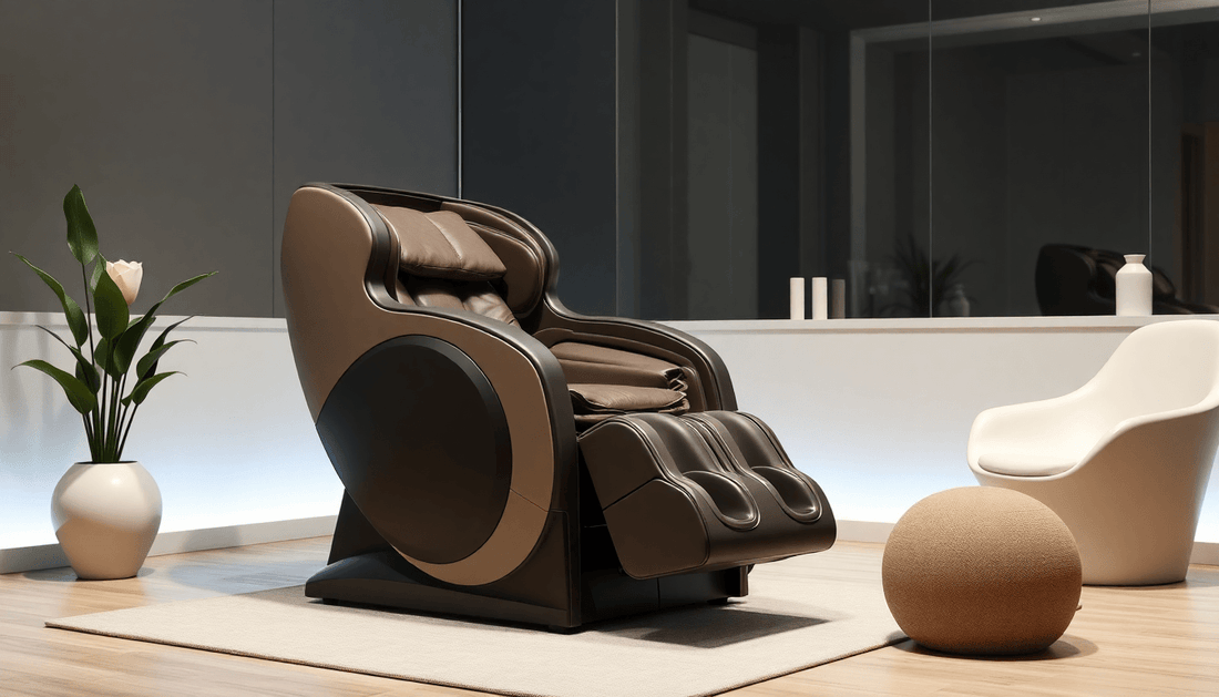 Fujiiryoki massage chairs techniques in a modern wellness space with calming decor.