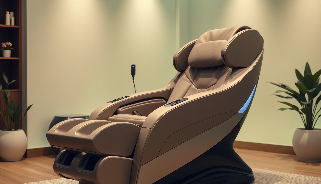 Fujiiryoki massage chair benefits showcased in a sleek, modern design, perfect for relaxation and total body recovery.