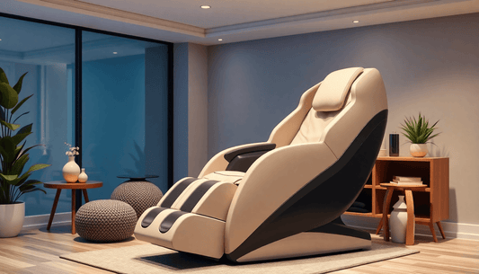 targeted massage techniques 2026 in an ergonomic Fujiiryoki massage chair in a modern wellness space.