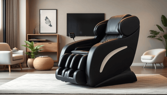 Fujiiryoki massage chairs benefits showcased in a modern living room setting for wellness and relaxation.