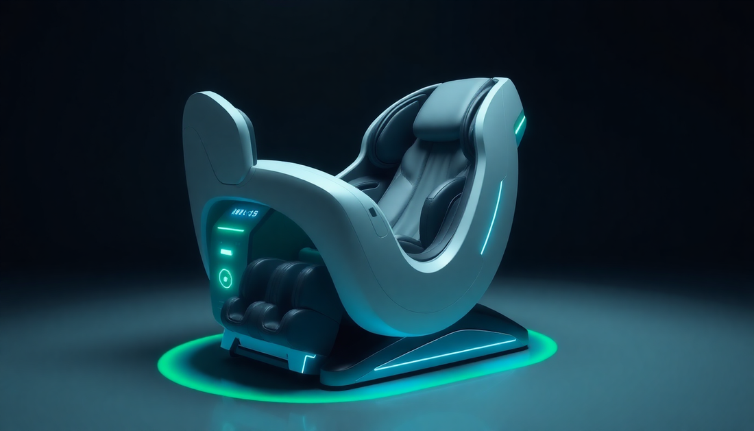 Fujiiryoki chair designed for targeted massage techniques for wellness, featuring modern design and glowing accents.