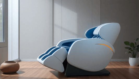 Fujiiryoki massage chairs benefits in a modern interior, showcasing ergonomic design for comfort and relaxation.