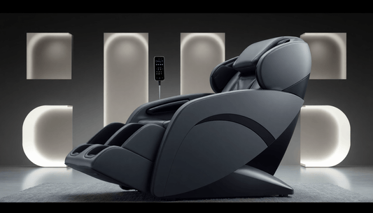 Fujiiryoki massage chairs benefits: sleek design massage chair with remote in a modern setting.